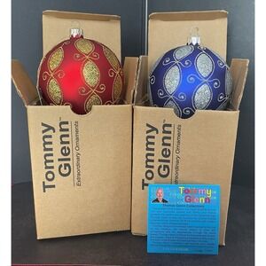 Tommy Glenn Red Gold Blue Silver Christmas Ornaments Vintage Look Boxes Included